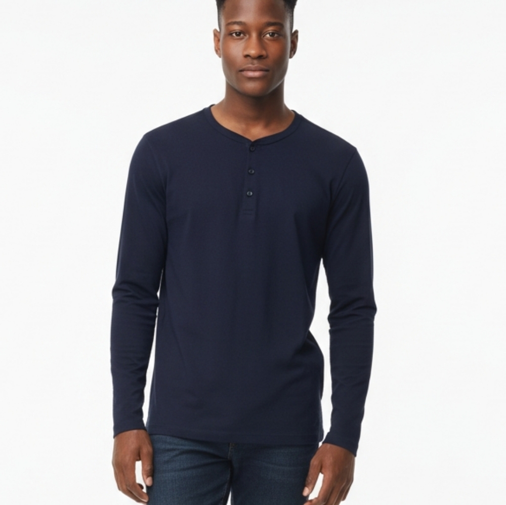 Isaac Mizrahi Navy Long Sleeve Henley